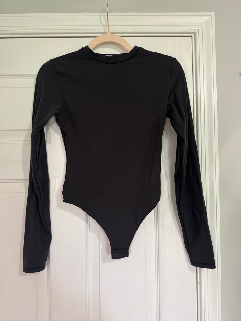 SKIMS Black Crewneck Long Sleeve Thong Bodysuit Medium